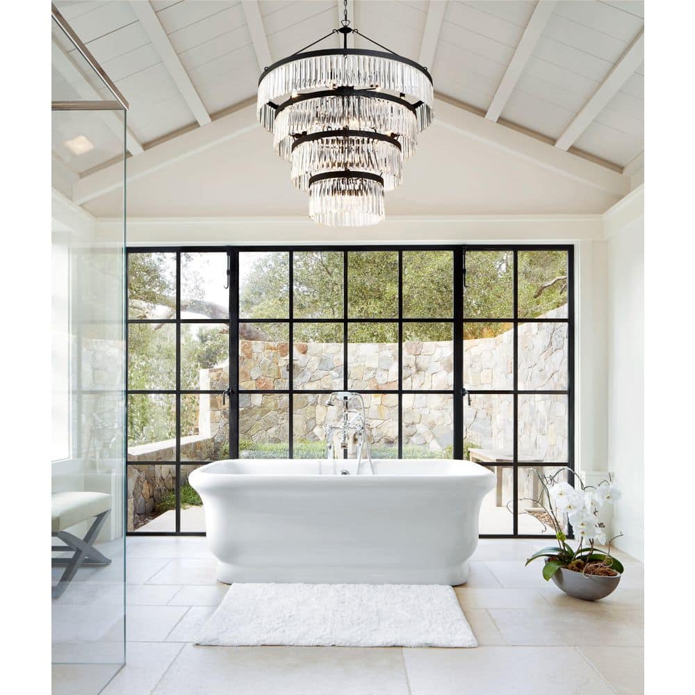 Emory Black Forged 22-Light Chandelier with Clear Glass Crystals