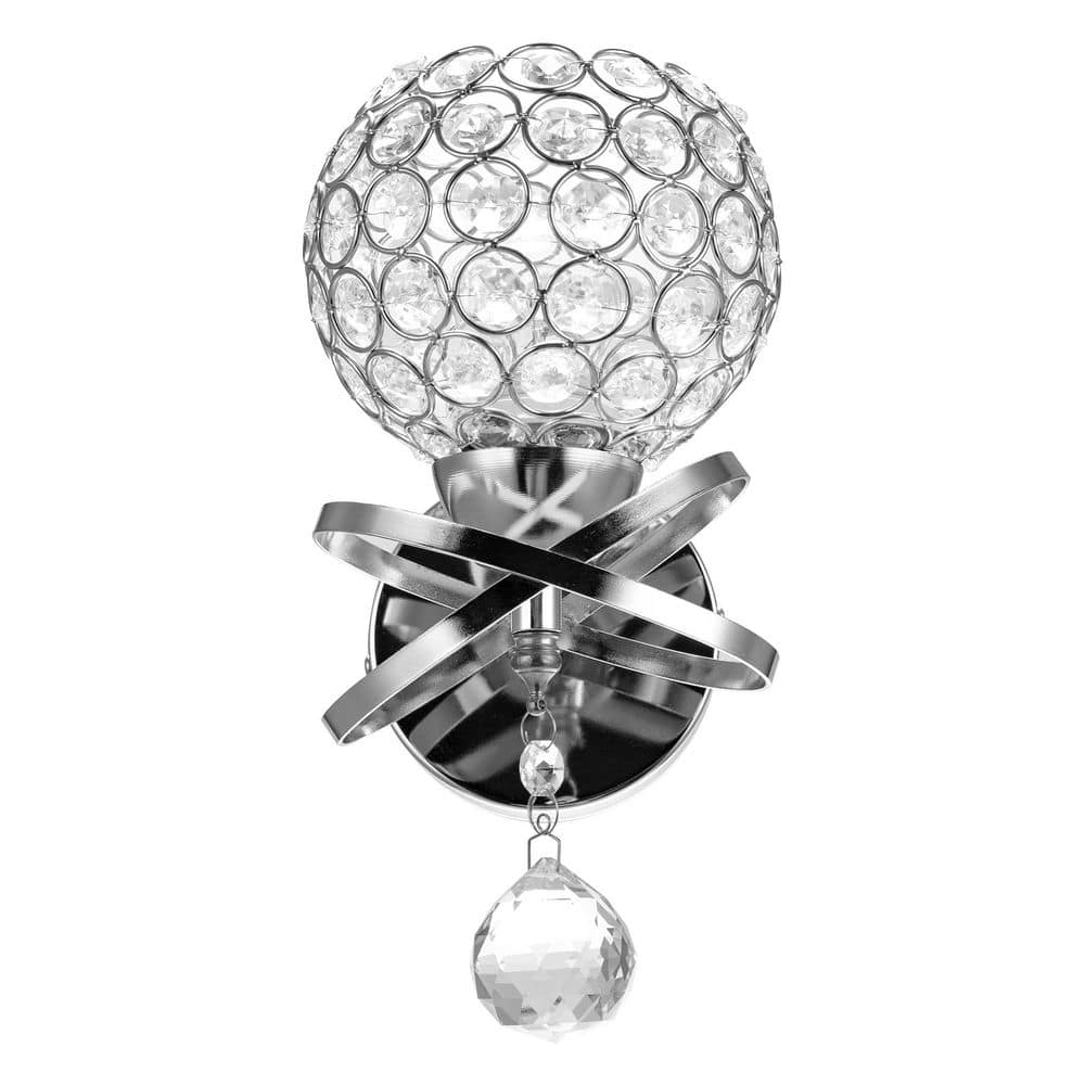 Chrome 5.12 in. 1 Indoor Wall Sconce with Antique Metal Crystal Shade for Hallways, Kitchens, and Living Room price history on PriceWatchPro