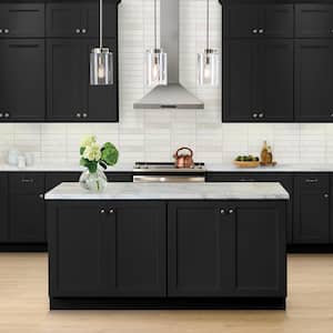 Avondale 33 in. W x 24 in. D x 72 in. H Plywood Ready to Assemble Shaker Single Oven Kitchen Cabinet in Raven Black