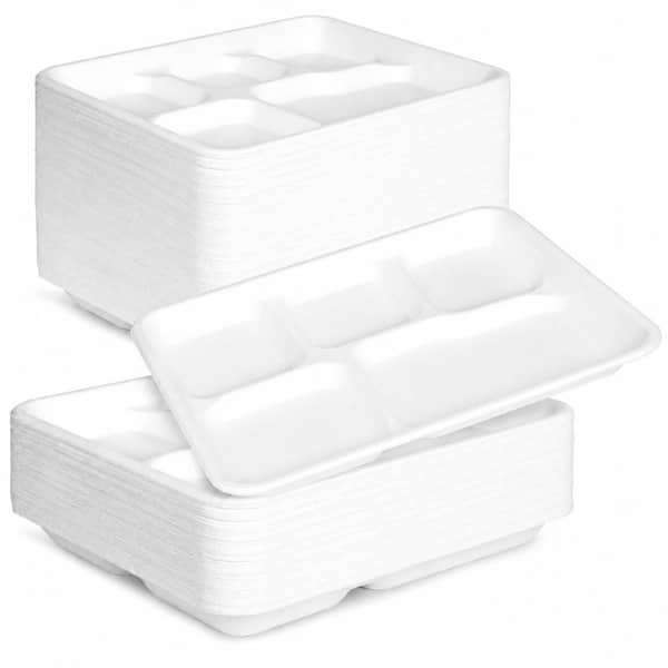 12.5 in. White Natural Disposable Paper 5-Compartment Plates Disposable Tableware Product Type (100 Pack Per Case)