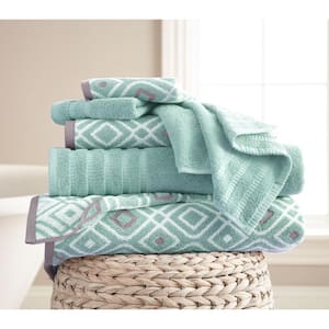 6-Piece Seafoam Solid 100% Cotton Bath Towel Set 575043WDB - The