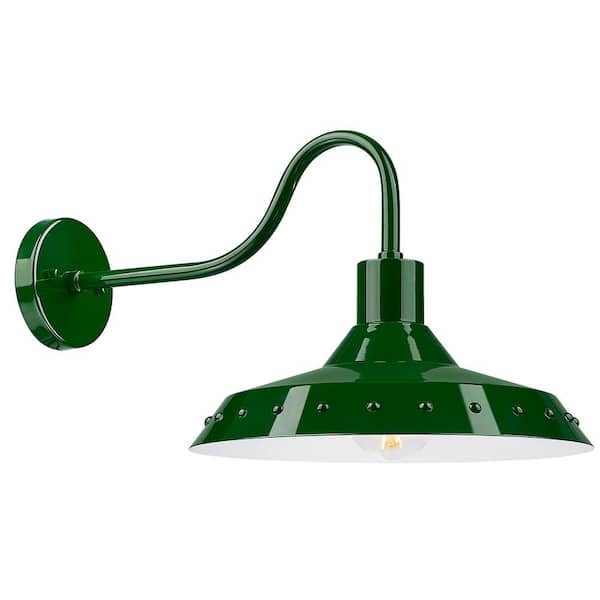 JAZAVA 16 in. Emerald Green Finish Outdoor Hardwired Wall Sconce with No Bulbs Included