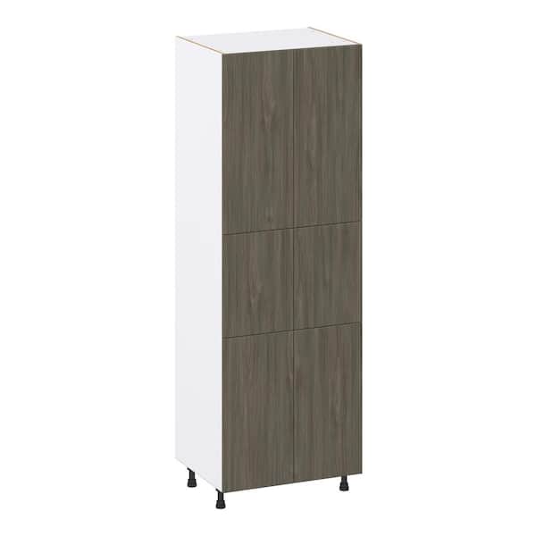 J COLLECTION Medora textured 30 in. W x 89.5 in. H x 24 in. D in Slab Walnut Assembled Pantry Kitchen Cabinet
