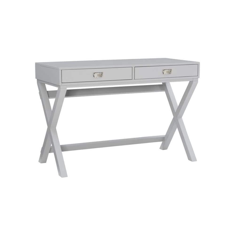 Sara 44 in. Rectangle Gray Wood 2-Drawer Desk with Storage
