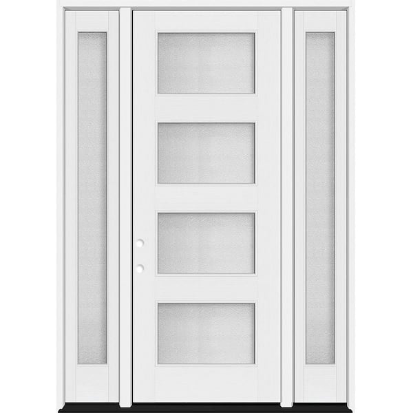 Palisade 64 in. x 96 in. 4L MicroGranite Impact Glass RHIS Unfinished Fiberglass Prehung Front Door Dbl12in.SL4-9/16Jamb