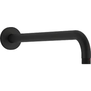 Statement 16 in. Wall-Mount Single-Function Rain Head Shower Arm and Flange in Matte Black