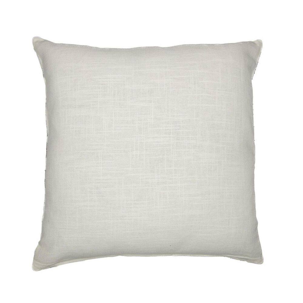 White and Black Embroidered Cotton Blend Square Throw Pillow