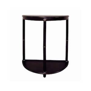 23 in. Brown Crescent Shape Wood End Table with Bottom Shelf