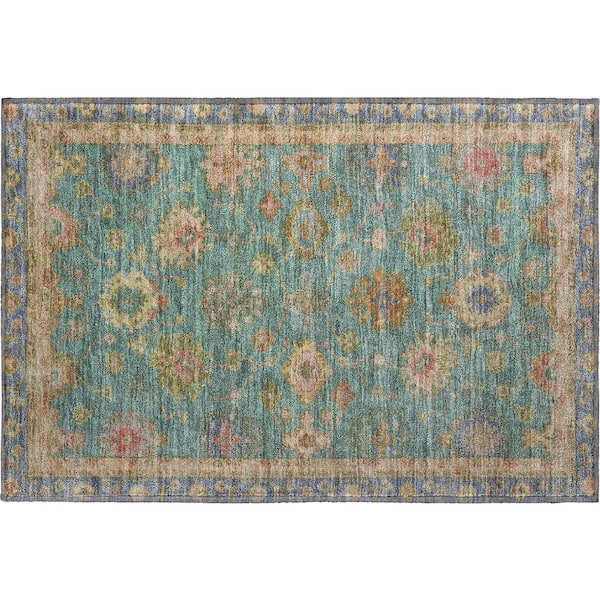 Mayfield Premium Machine Washable Abstract AMF2045 Teal 2 ft. x 3 ft. Accent Rug