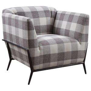 Gray Fabric Accent Chair with Angled Metal Legs