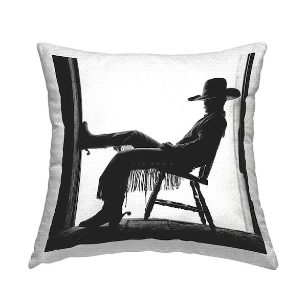 Stupell Industries Cowboy in Doorway Silhouette Black Square Outdoor Throw Pillow
