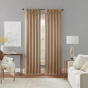 Serendipity Linen Solid Polyester 50 in. W x 63 in. L Light Filtering Single Pinch Pleat Back Tab Curtain Panel