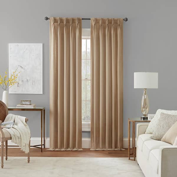 Waverly Serendipity Linen Solid Polyester 50 in. W x 63 in. L Light Filtering Single Pinch Pleat Back Tab Curtain Panel