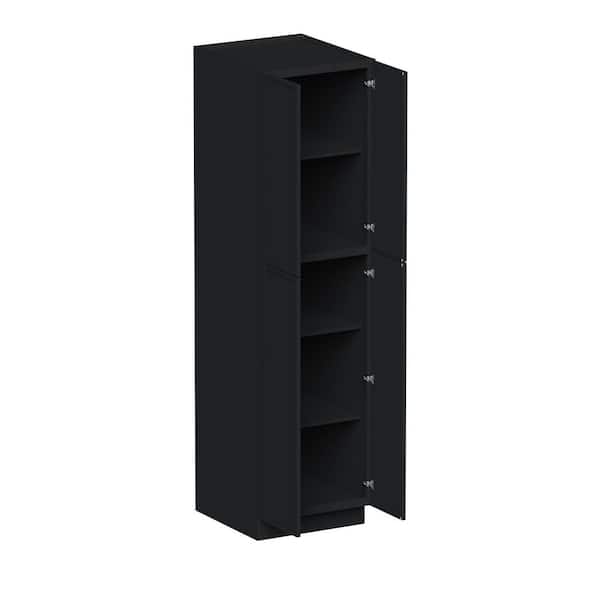 24 in. W x 27 in. D x 90 in. H Ready to Assemble Pantry Kitchen Cabinet with 4-Door 4-Shelf in Black