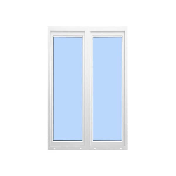 48 in. x 54 in. Elite Euro White Exterior/White Interior Vinyl Double Sash Tilt and Turn Window, LHS/RHS  Inward Swing