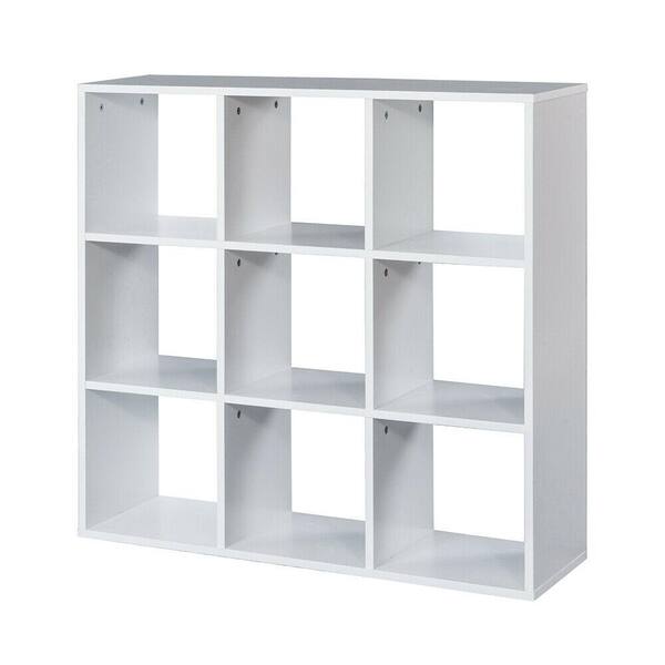 Boyel Living 35.4 in. White Wood 9-shelf Cube Bookcase with Open Back