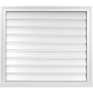 34 in. x 30 in. Vertical Surface Mount PVC Gable Vent: Functional with Brickmould Sill Frame