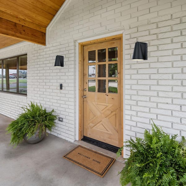 Designers Fountain - Cedar Mist Black Dark Sky 1-Light Outdoor Line Voltage Hardwired Porch Light Wall Sconce with No Bulbs Included