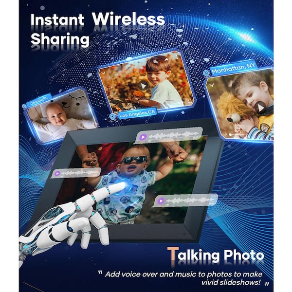 Cozyla 10.1" WiFi Digital Picture Frame – Send Photos Via App, Email, Google Photos, Unlimited Cloud Storage, Touch Screen