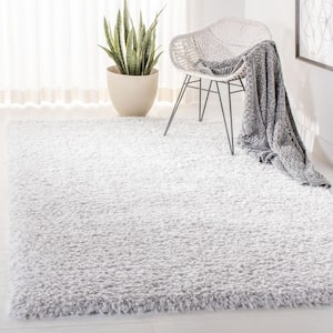 Flokati Ivory/Gray 7 ft. x 7 ft. Solid Square Area Rug