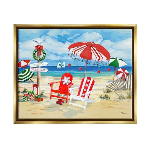 Stupell Industries Seas 'N' Greetings Scene by Paul Brent 1-Piece Floater Frame Graphic Print Nature Poster Art Print 21 in. x 17 in.