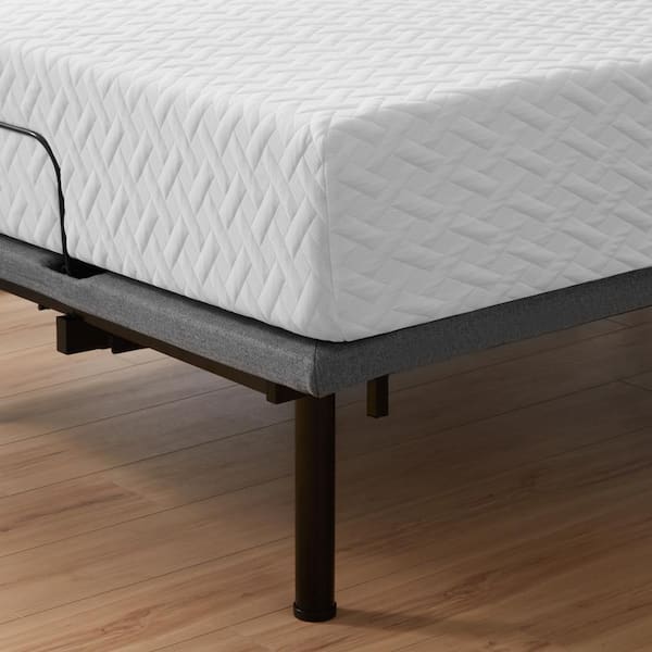 LUCID Comfort Collection Deluxe Gray Queen Metal Adjustable Bed in