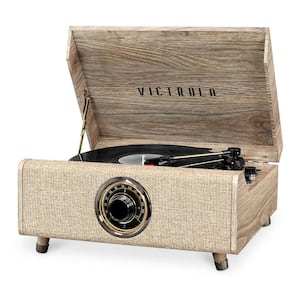 4-in-1 Highland Bluetooth Record Player with 3-Speed Turntable with FM Radio