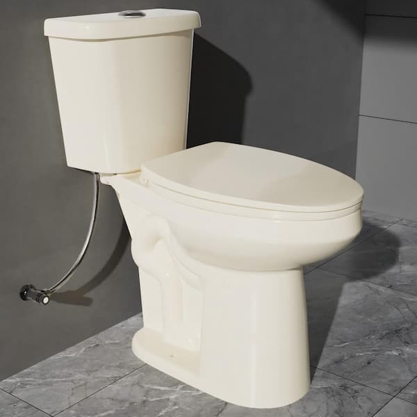 Extra Tall 21 in. 2-Piece Toilet 1.1/1.6 GPF Dual Flush Elongated Raised Toilet in Bone with Soft Close Seat for Seniors