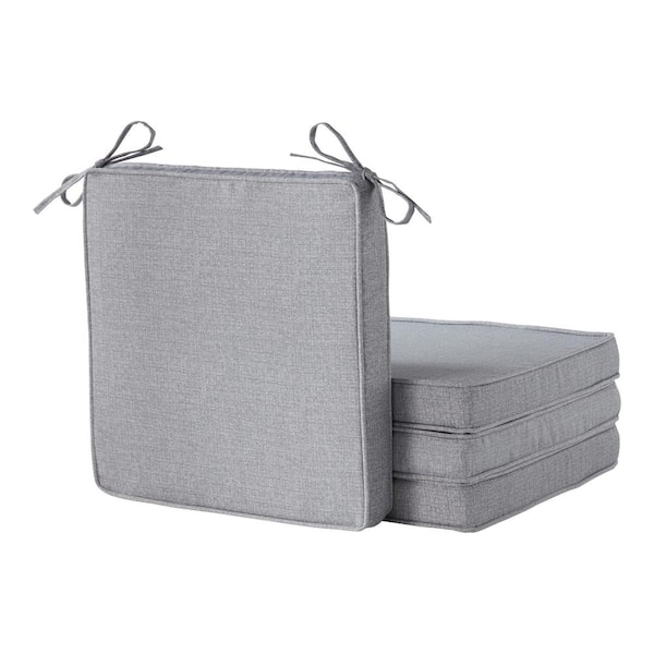 Greendale Home Fashions 18 in. x 18 in. Heather Gray Square Outdoor Dining Seat Cushion (4-Pack)