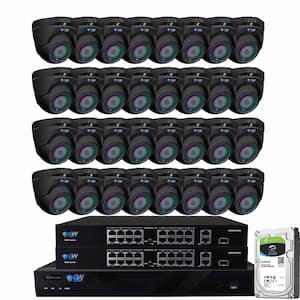 32-Channel 8MP 8TB NVR Security Camera System 32 Wired Turret Cameras 2.8mm-12mm Motorized Lens Human/Vehicle Detection