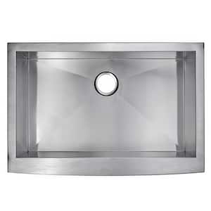 Farmhouse Apron Front Stainless Steel 33 in. Single Bowl Kitchen Sink in Satin