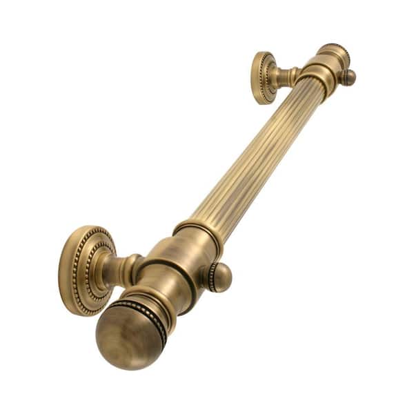 Unbranded Dottingham 16 in. x 2-3/8 in. Reeded Grab Bar in Antique Brass