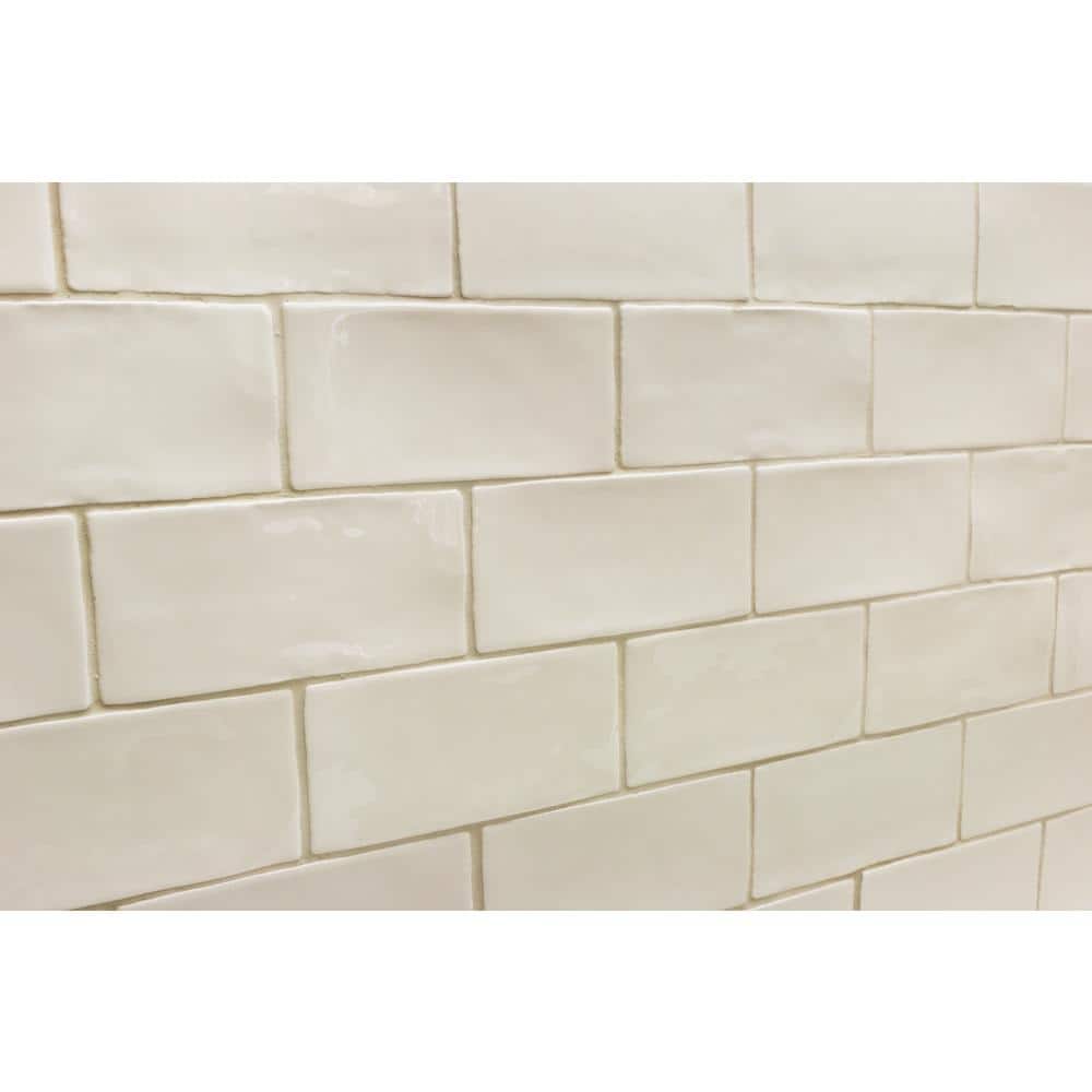 Messi 3" x 6" Polished White Ceramic Subway Wall Tile