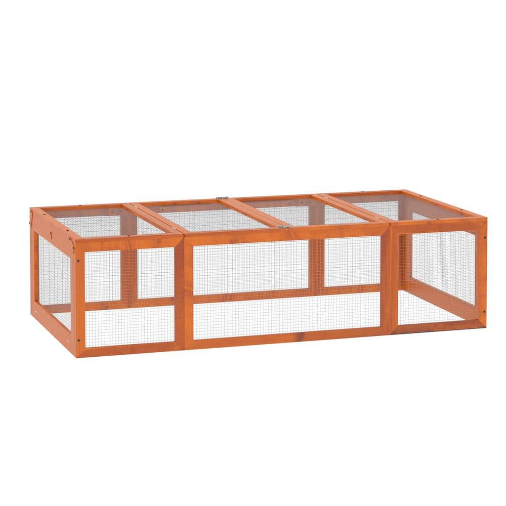 Large Natural Fir Wood Outdoor Rabbit Hutch with Lockable Doors