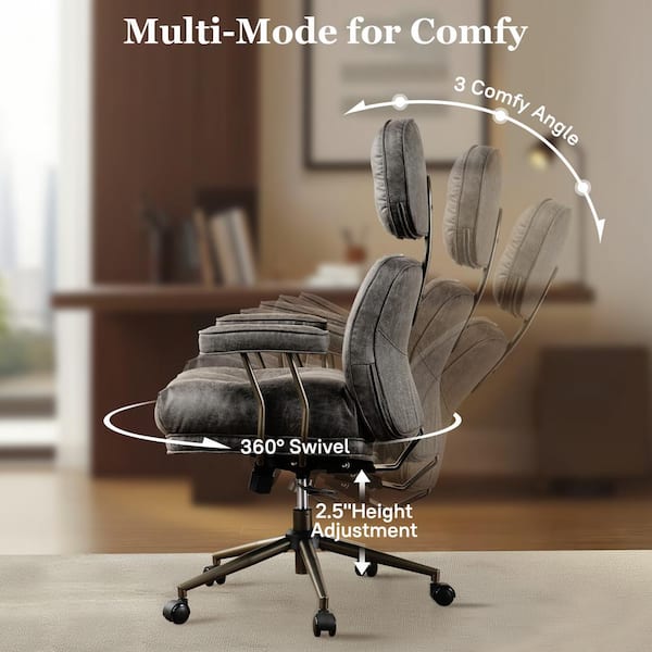 Allwex Kro Fabric Swivel Ergonomic Office Task Chair in Gray with