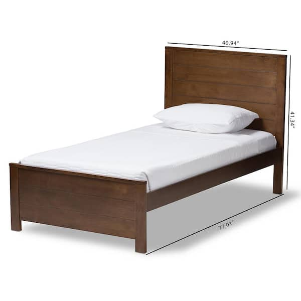 Baxton Studio Catalina Walnut Brown Twin Platform Bed 143 7860 HD