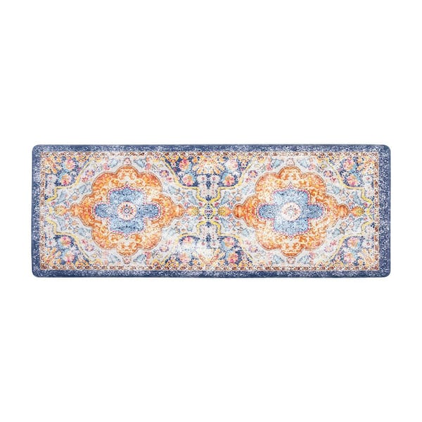 World Rug Gallery Multi Distressed Bohemian Vintage 18 in. x 47 in. Anti Fatigue Standing Mat
