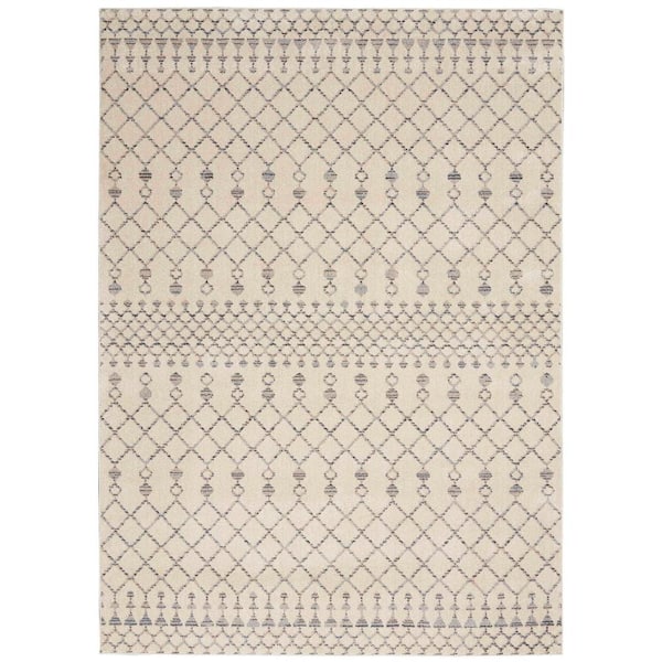 Nourison Sagres Beige/Grey 5 ft. x 7 ft. Striped Bohemian Area Rug