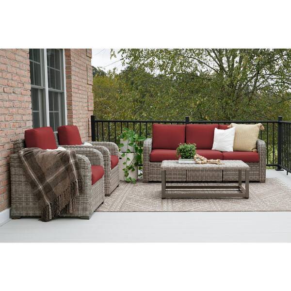 Leisure Made Forsyth 6-Piece Wicker Patio Conversation Set with Red Polyester Cushions