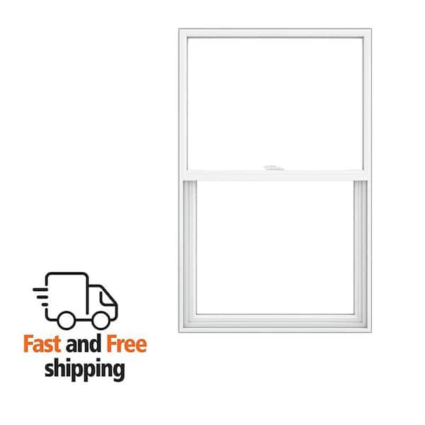 V-2500 Series 27.75 in. x 45.5 in. Single Hung Vinyl Low-E White Pocket Frame Replacement Tilt-in Window