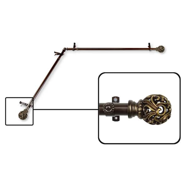 Rod Desyne Adora 13/16 in. Dia 28-48 in. L Corner Window Single Curtain Rod in Cocoa
