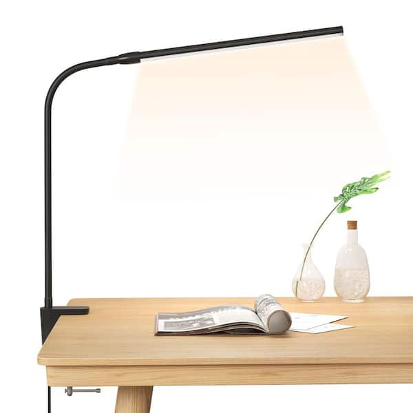 31 in. Black Clip-on LED Desk Lamp, USB-Powered, Dimmable with 3 Color Modes 10 Brightness, 360°Adjustable