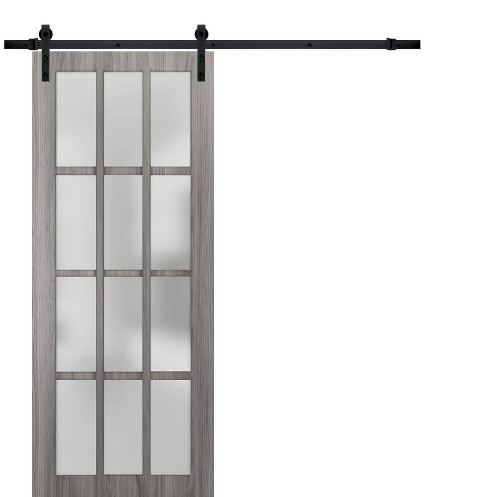 Assembly Required 36 in. x 80 in. 1-Panel Frosted Glass Ginger Ash Solid Wood Sliding Barn Door with Hardware Kit price history on PriceWatchPro
