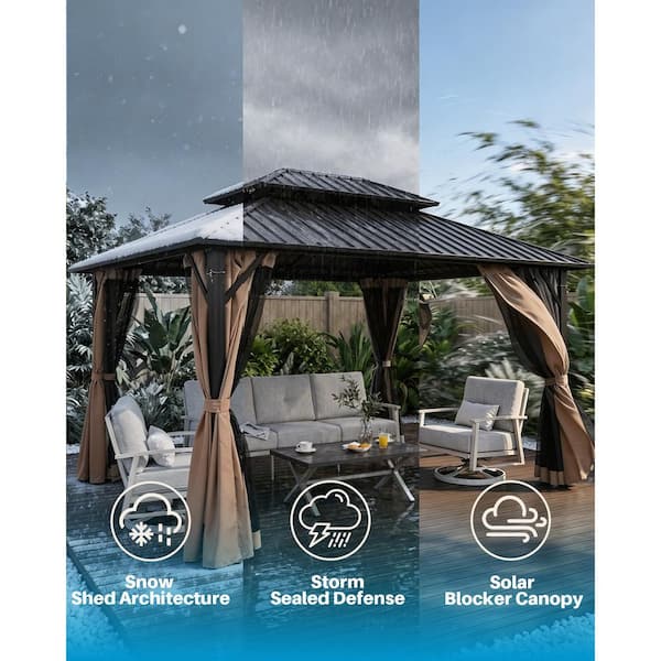 CikaCika 10 ft. x 12 ft. Double Roof Hardtop Aluminum Patio Gazebo