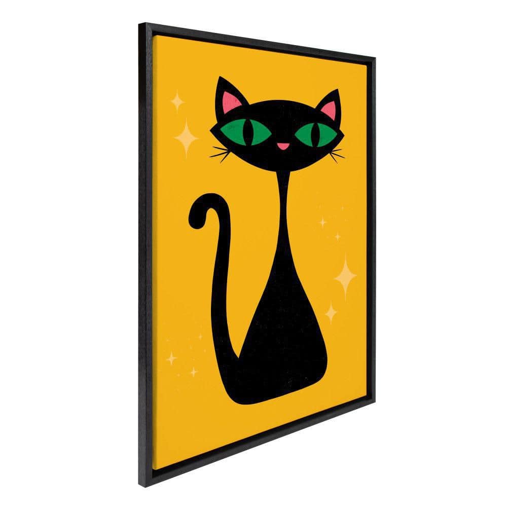 Kate and Laurel Sylvie Retro Cat by Carrie Cantwell Framed Art