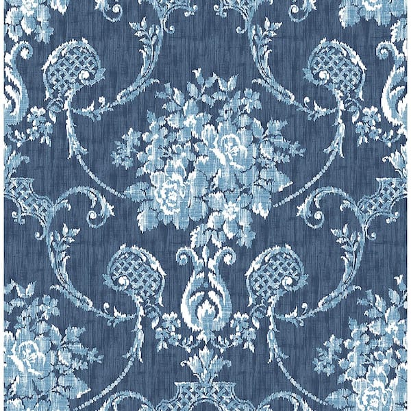 A-Street Prints Winsome Blue Floral Damask Paper Strippable Roll (Covers 56.4 sq. ft.)