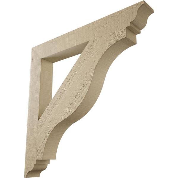 Ekena Millwork 3.5 in. x 28 in. x 28 in. Funston Traditional Rough Cedar Woodgrain Timberthane Polyurethane Bracket, Primed Tan