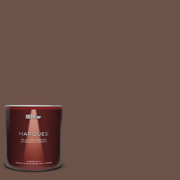 BEHR MARQUEE 1 Qt. #MQ2-05A Authentic Brown One-Coat Hide Matte Interior Paint & Primer