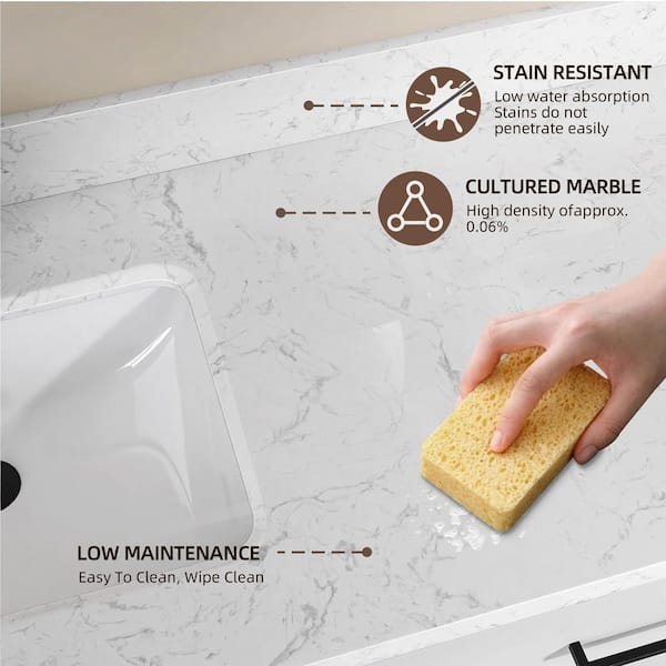 Zeafive Kar 66.3 in. W x 22 in. D Engineered Stone White