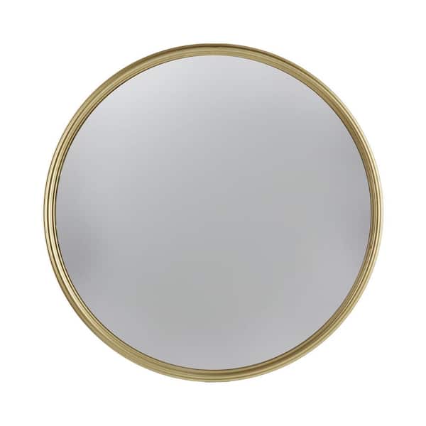 Unbranded 15 in. W x 15 in. H Round Iron Framed Wall Bathroom Vanity Mirror in Gold